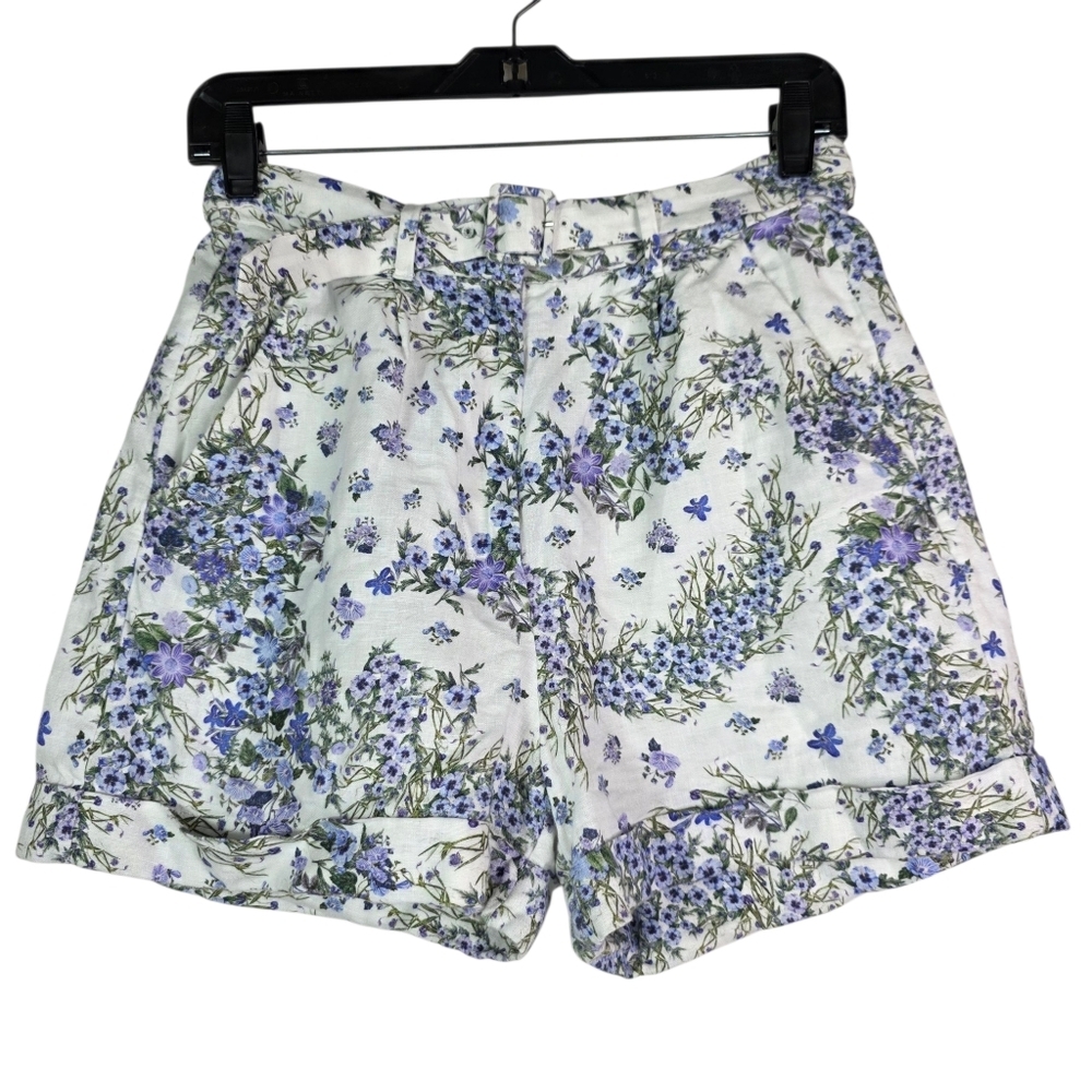 & Other Stories White Floral High Waist Belted Shorts - Picture 2 of 15